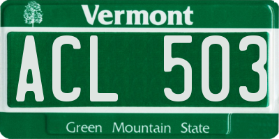 VT license plate ACL503