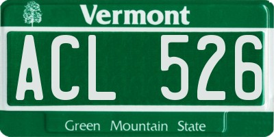 VT license plate ACL526
