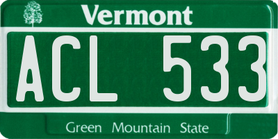 VT license plate ACL533