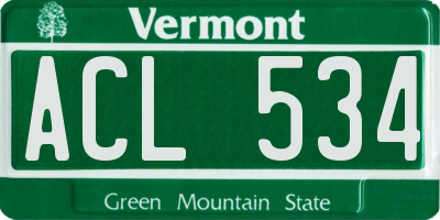 VT license plate ACL534