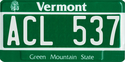 VT license plate ACL537