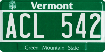 VT license plate ACL542