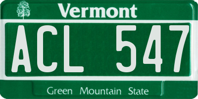 VT license plate ACL547