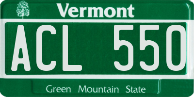 VT license plate ACL550