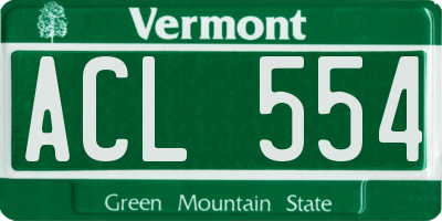 VT license plate ACL554