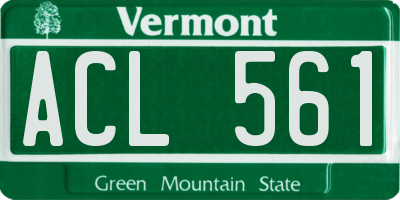 VT license plate ACL561