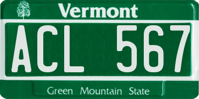 VT license plate ACL567