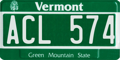 VT license plate ACL574