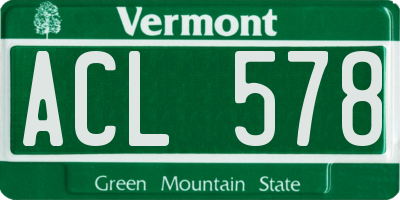 VT license plate ACL578