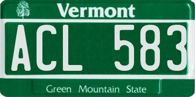VT license plate ACL583