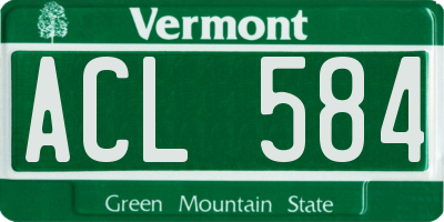 VT license plate ACL584