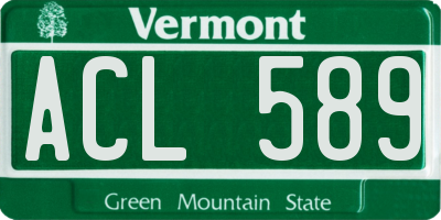 VT license plate ACL589