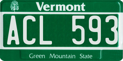 VT license plate ACL593