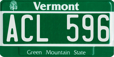 VT license plate ACL596