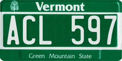 VT license plate ACL597