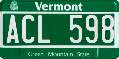VT license plate ACL598