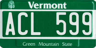 VT license plate ACL599
