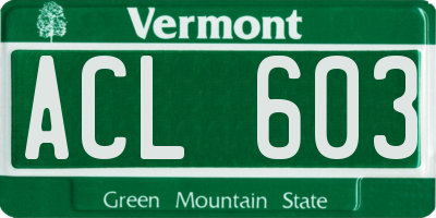 VT license plate ACL603