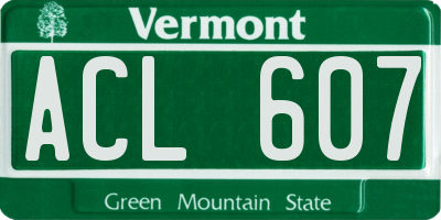 VT license plate ACL607