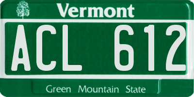 VT license plate ACL612