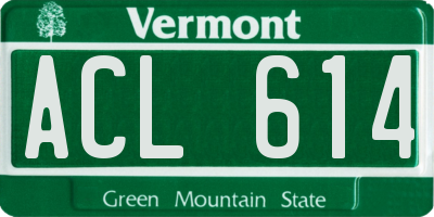 VT license plate ACL614