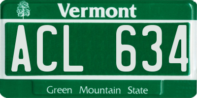 VT license plate ACL634