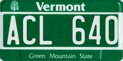 VT license plate ACL640