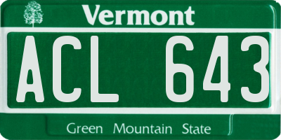 VT license plate ACL643