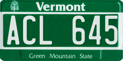 VT license plate ACL645