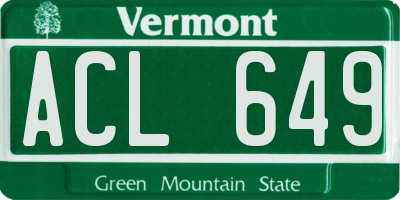 VT license plate ACL649