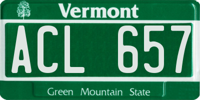 VT license plate ACL657