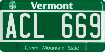 VT license plate ACL669