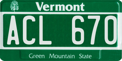 VT license plate ACL670
