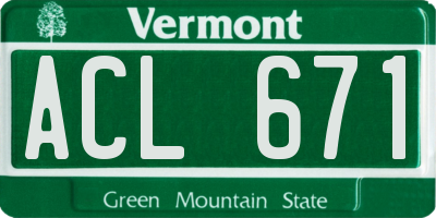 VT license plate ACL671