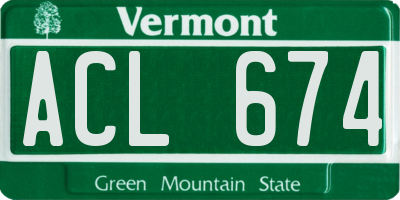 VT license plate ACL674