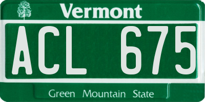 VT license plate ACL675