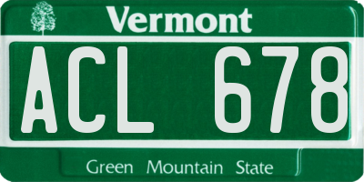 VT license plate ACL678
