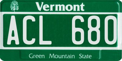 VT license plate ACL680