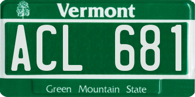 VT license plate ACL681