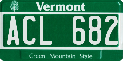 VT license plate ACL682