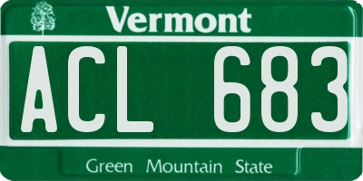 VT license plate ACL683