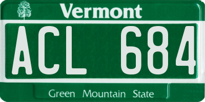 VT license plate ACL684