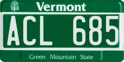 VT license plate ACL685