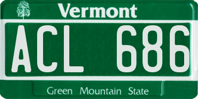 VT license plate ACL686