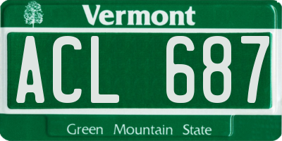 VT license plate ACL687