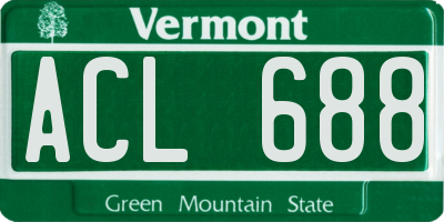 VT license plate ACL688