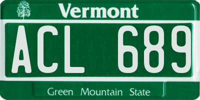 VT license plate ACL689