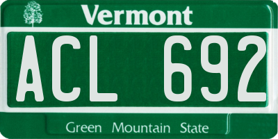 VT license plate ACL692