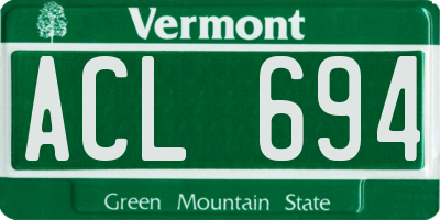 VT license plate ACL694