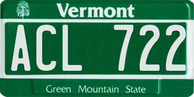 VT license plate ACL722